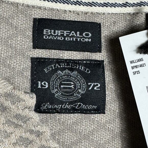 Buffalo David Bitton Men’s Knit Polo Shirt Size M NWT Beige Textured Pattern - Picture 8 of 10